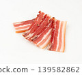 Cured carbonara pork isolated, raw smoked bacon, streaky brisket on white background Cured carbonara pork isolated, raw smoked bacon, streaky brisket on white background 139582862