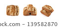 Whole wheat brown bread isolated, fitness pumpkin carrot buns with seeds, cereal bread 139582870