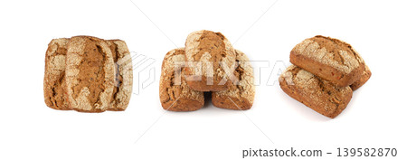 Whole wheat brown bread isolated, fitness pumpkin carrot buns with seeds, cereal bread 139582870