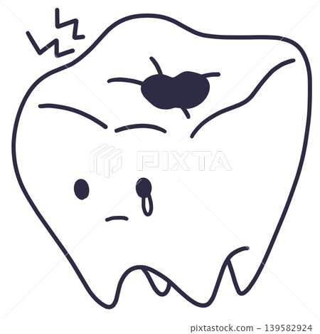 Line drawing illustration of a tooth decay Line drawing illustration of a tooth decay 139582924