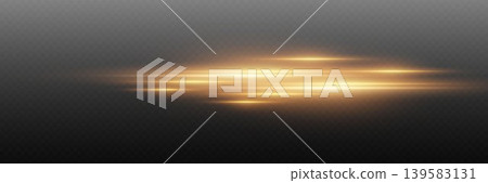 Golden horizontal light lines creating motion blur effect on transparent background Golden horizontal light lines creating motion blur effect on transparent background 139583131