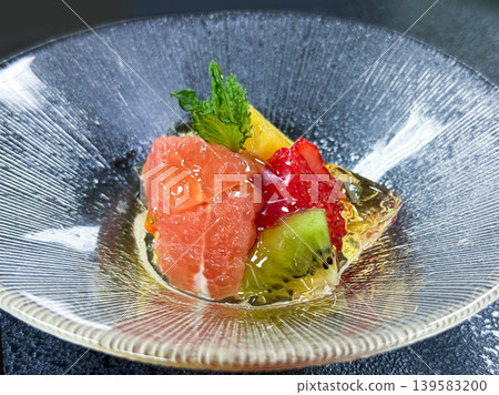 Colorful Fruit Japanese-Style Jelly Dessert 139583200