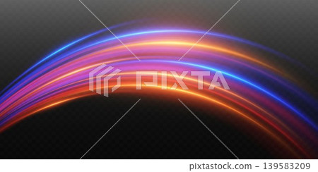 Dynamic glowing light trails creating colorful energy wave motion effect Dynamic glowing light trails creating colorful energy wave motion effect 139583209