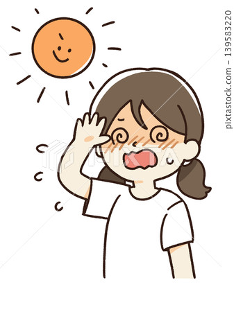 Illustration of a girl with heatstroke 139583220