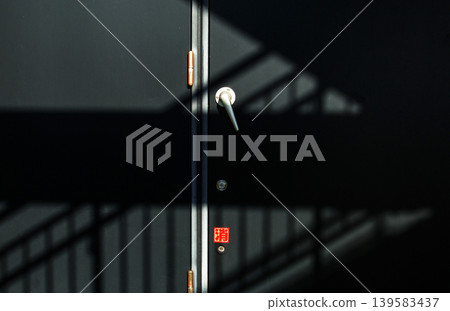 Blue metal door Blue metal door 139583437