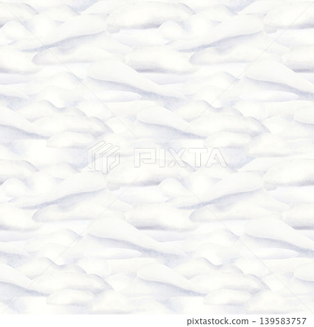 Snow desert with white snowdrifts watercolor seamless pattern. Hand drawn snow hills for winter landscape designs and Christmas greetings. North pole wintertime nature repeat background 139583757