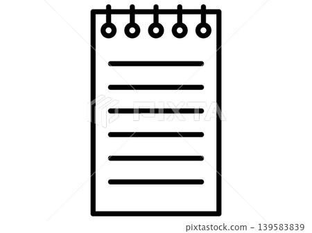 Notepad icon, notebook, stationery, horizontal writing, simple, office supplies, vector illustration Notepad icon, notebook, stationery, horizontal writing, simple, office supplies, vector illustration 139583839
