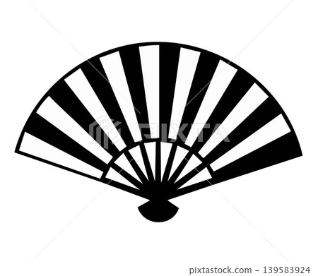 Folding fan illustration, monochrome, Japanese style icon Folding fan illustration, monochrome, Japanese style icon 139583924