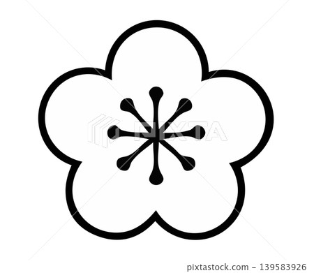 Plum blossom illustration, monochrome icon Plum blossom illustration, monochrome icon 139583926