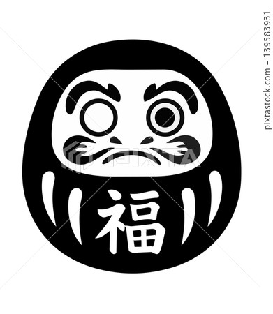 達摩娃娃插畫，單色，幸運符 139583931