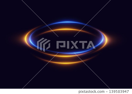 Abstract glowing blue orange light rings forming a dynamic energy portal Abstract glowing blue orange light rings forming a dynamic energy portal 139583947