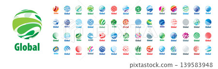 A set of abstract vector logos of the global network A set of abstract vector logos of the global network 139583948