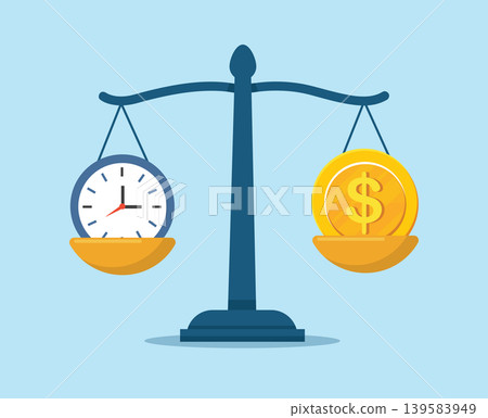Time and Money Balance Scale Business Productivity Concept Time and Money Balance Scale Business Productivity Concept 139583949