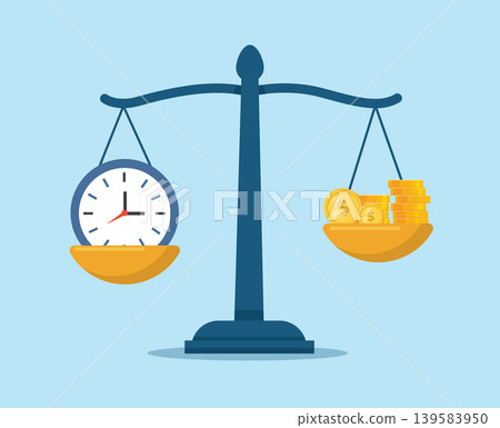 Time and Money Balance Scale Business Productivity Concept Time and Money Balance Scale Business Productivity Concept 139583950