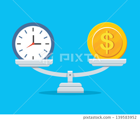 Time and Money Balance Scale Business Productivity Concept 139583952
