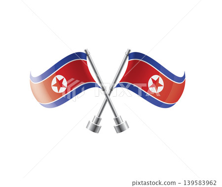 Scalable illustration capturing prideful display of North Korea national banners Scalable illustration capturing prideful display of North Korea national banners 139583962