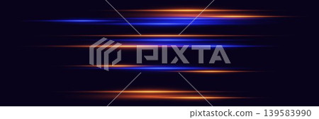 Abstract speed light lines moving horizontally on dark background, technology concept Abstract speed light lines moving horizontally on dark background, technology concept 139583990