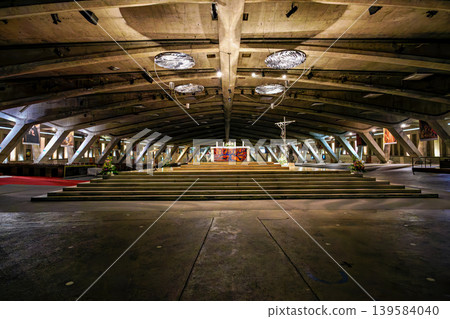 Interior of the Basilica of Saint Pius X in Lourdes, France Interior of the Basilica of Saint Pius X in Lourdes, France 139584040