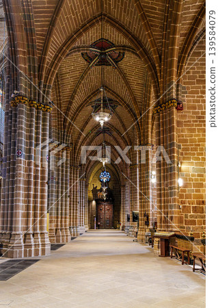 Interior of the Cathedral Saint Mary, Catedral Metropolitana de Santa Maria la Real in Pamplona, Navarre, Spain. Interior of the Cathedral Saint Mary, Catedral Metropolitana de Santa Maria la Real in Pamplona, Navarre, Spain. 139584079