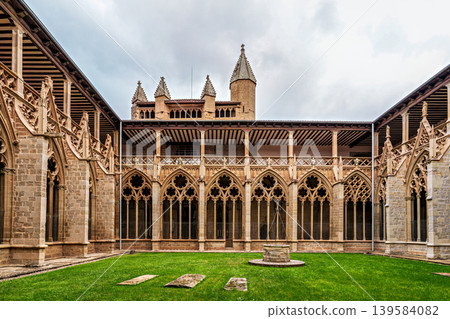 Exterior of the Cathedral Saint Mary, Catedral Metropolitana de Santa Maria la Real in Pamplona, Navarre, Spain. Exterior of the Cathedral Saint Mary, Catedral Metropolitana de Santa Maria la Real in Pamplona, Navarre, Spain. 139584082