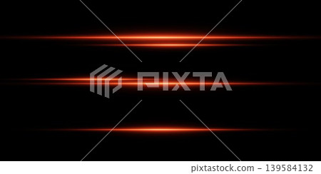Orange glowing light streaks creating abstract horizontal lines on a black background Orange glowing light streaks creating abstract horizontal lines on a black background 139584132
