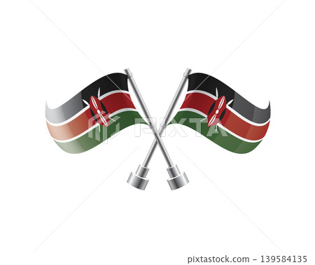 Scalable illustration capturing prideful display of Kenyan national banners Scalable illustration capturing prideful display of Kenyan national banners 139584135