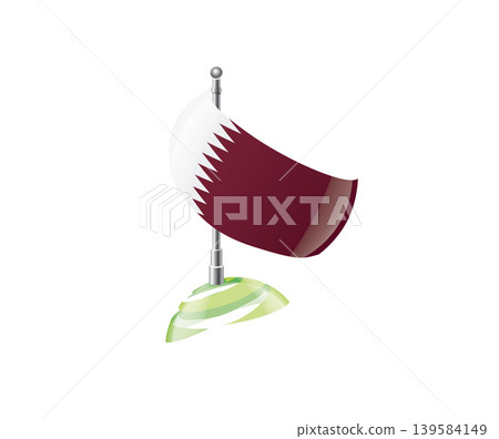Highly detailed of waving Qatar flag with metallic pole and subtle shadow effects for print Highly detailed of waving Qatar flag with metallic pole and subtle shadow effects for print 139584149