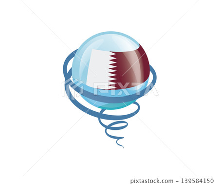 Stylish international icon showcasing Qatar flag within reflective globe design Stylish international icon showcasing Qatar flag within reflective globe design 139584150