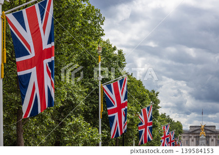 Union Jack flags lining The Mall in London for a royal celebration Union Jack flags lining The Mall in London for a royal celebration 139584153