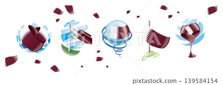 Vector set of the Qatar flag in various creative designs Vector set of the Qatar flag in various creative designs 139584154