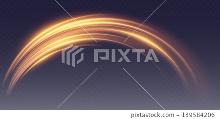 Golden glowing speed light trails forming an abstract elegant wavy design Golden glowing speed light trails forming an abstract elegant wavy design 139584206