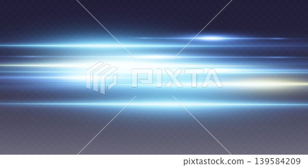 Blue light streaks creating a dynamic speed motion effect on a dark background Blue light streaks creating a dynamic speed motion effect on a dark background 139584209