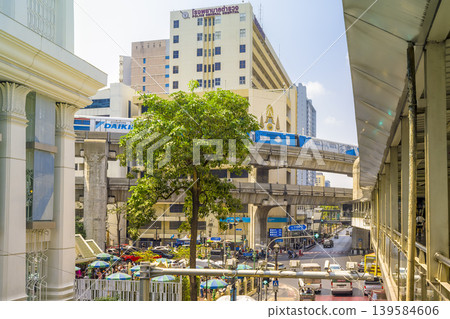 Bangkok, Ratchadamri Road to Rama I Road intersection, BTS elevated bridge, Bangkok, Thailand 139584606