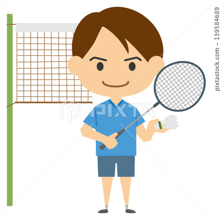 Image illustration of a male badminton player Image illustration of a male badminton player 139584689
