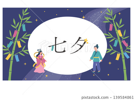 Tanabata banner, monochrome illustration, Tanabata material, background, Orihime and Hikoboshi, Milky Way Tanabata banner, monochrome illustration, Tanabata material, background, Orihime and Hikoboshi, Milky Way 139584861