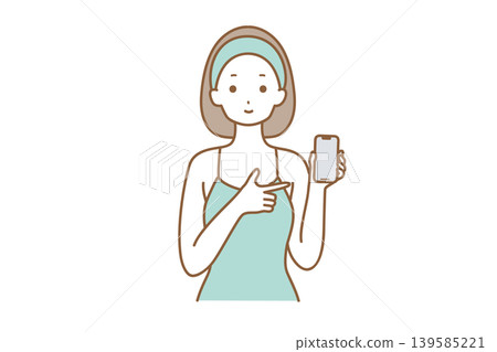 A woman pointing to a smartphone A woman pointing to a smartphone 139585221