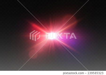 Bright red and magenta light effect creating lens flare with radiant starburst Bright red and magenta light effect creating lens flare with radiant starburst 139585323