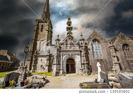 Parish close church of Commana, finistere, brittany, france 139585602