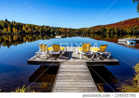 Dock on Lac-Superieur, Mont-tremblant, Quebec, Canada Dock on Lac-Superieur, Mont-tremblant, Quebec, Canada 139585700