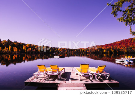 Dock on Lac-Superieur, Mont-tremblant, Quebec, Canada 139585717