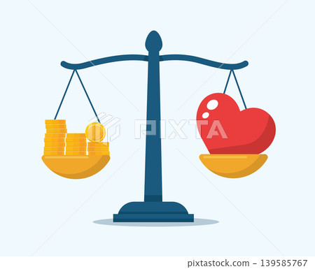 Money vs Love Balance Scale Wealth and Relationship Concept Money vs Love Balance Scale Wealth and Relationship Concept 139585767