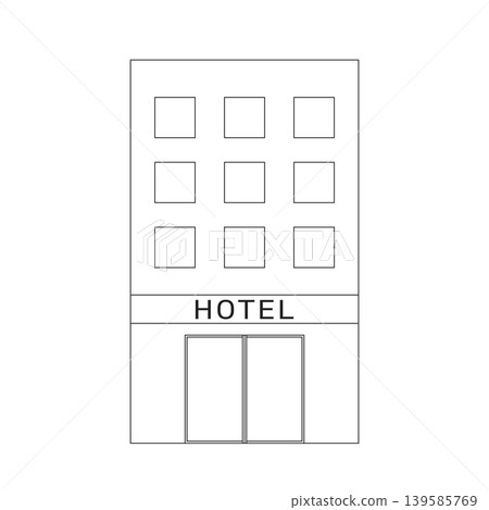 簡單的酒店建築圖示插圖 簡單的酒店建築圖示插圖 139585769