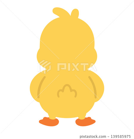 Cute Yellow Duckling Standing Back View Illustration 139585975