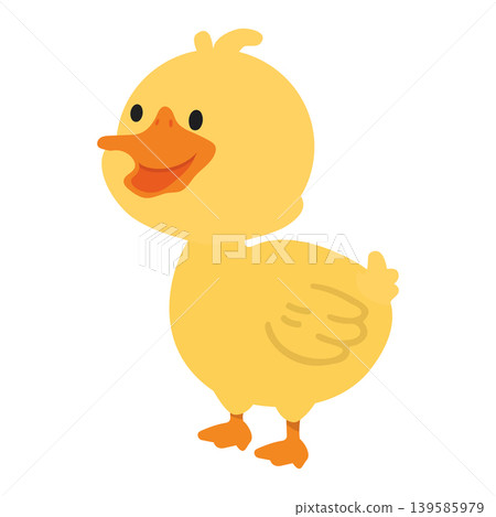 Cute Yellow Duckling With Cheerful Expression 139585979