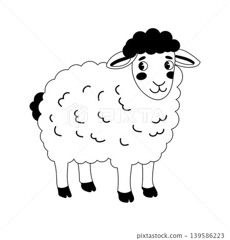 Cute sheep lamb cartoon line art for kids coloring book Cute sheep lamb cartoon line art for kids coloring book 139586223