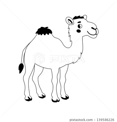 Funny cartoon camel line art vector illustration for children coloring page Funny cartoon camel line art vector illustration for children coloring page 139586226