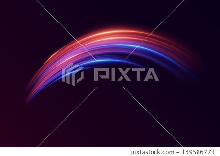 Abstract glowing light lines creating dynamic energy flow on dark background 139586771