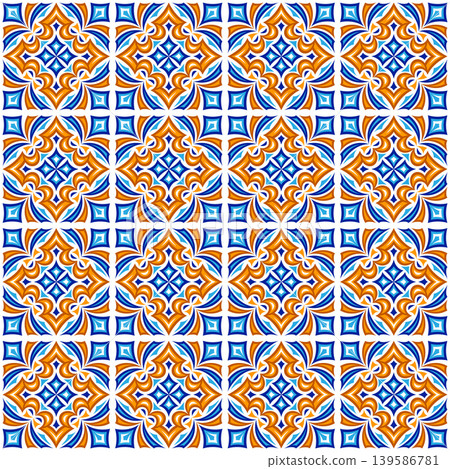 Ancient ceramic tile pattern. Wall or floor texture. Decorative antique stone ornament. Ancient ceramic tile pattern. Wall or floor texture. Decorative antique stone ornament. 139586781