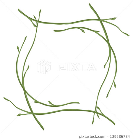 Illustration of branch with buds. Background of sprigs. Spring young leaves. 139586784
