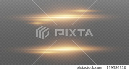 Glowing golden light streaks creating abstract lens flare effect on transparent background Glowing golden light streaks creating abstract lens flare effect on transparent background 139586818